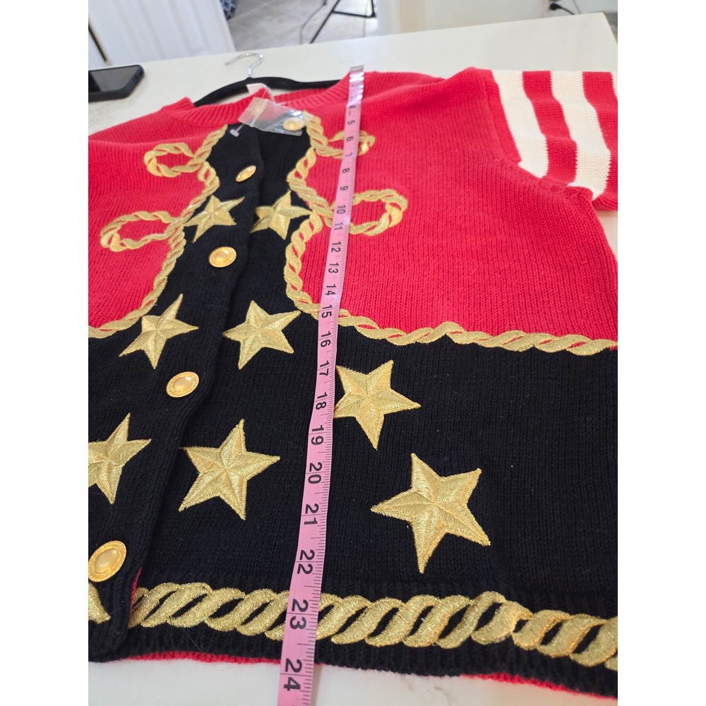 Alexa Grace 90s Patriotic Cardigan 1X Red Americana Stars Stripes Embellished - Picture 9 of 10